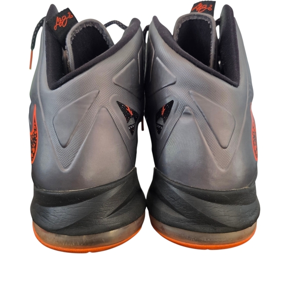 Nike LeBron X Lava 2012 541100-002 Basketball Shoes Grey/Orange Mens Size 10.5 - Picture 3 of 12